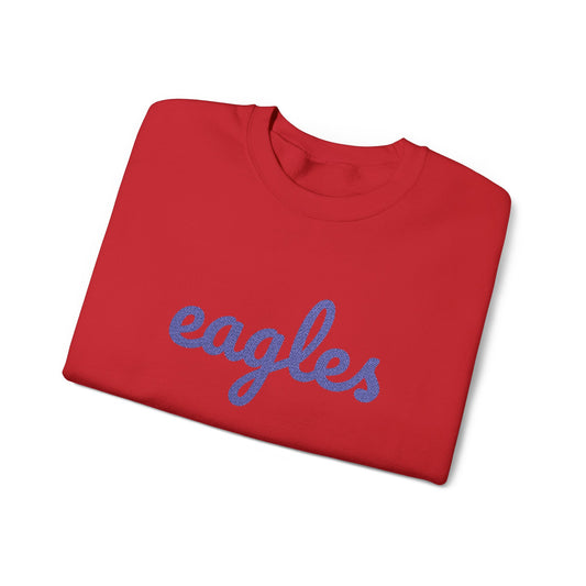 Adult Eagles Navy Script Embroidered Crewneck Sweatshirt