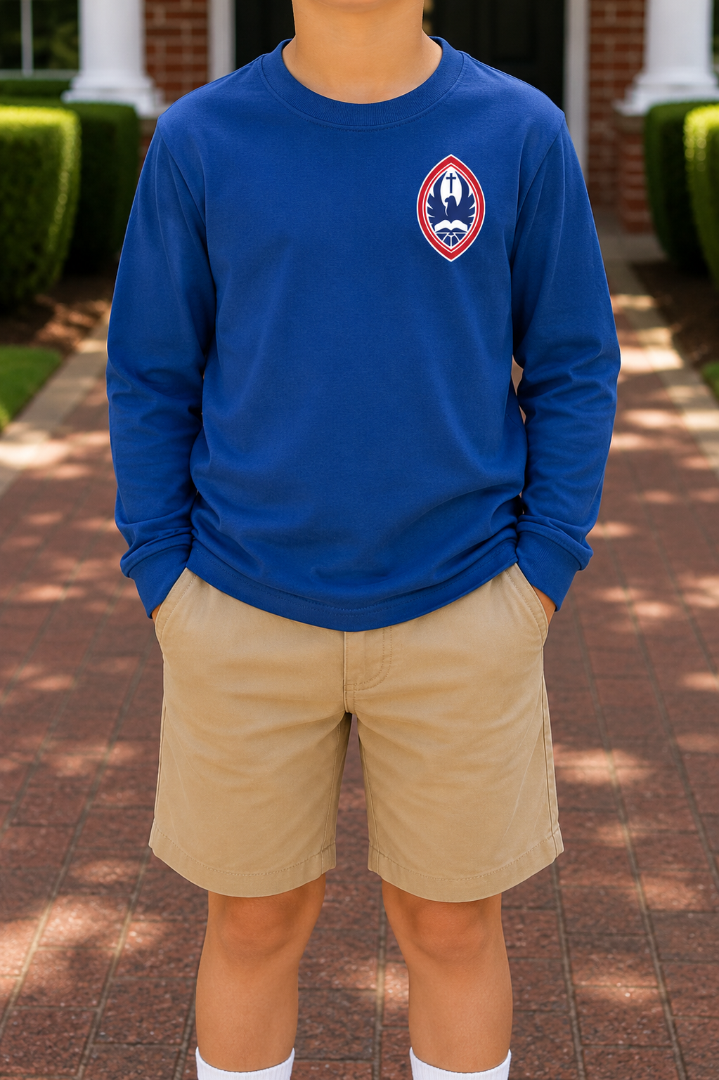 Little Kid Classic Long Sleeve Crest Tee