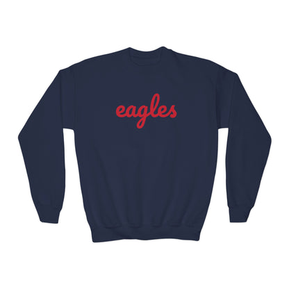 Big Kid Eagles Script Printed Crewneck Sweatshirt