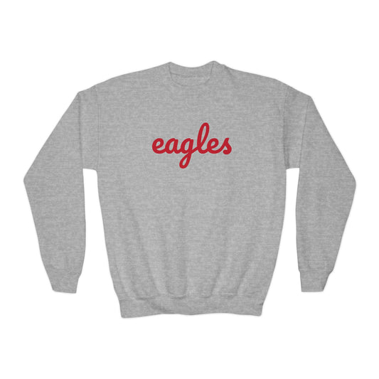 Big Kid Eagles Script Printed Crewneck Sweatshirt