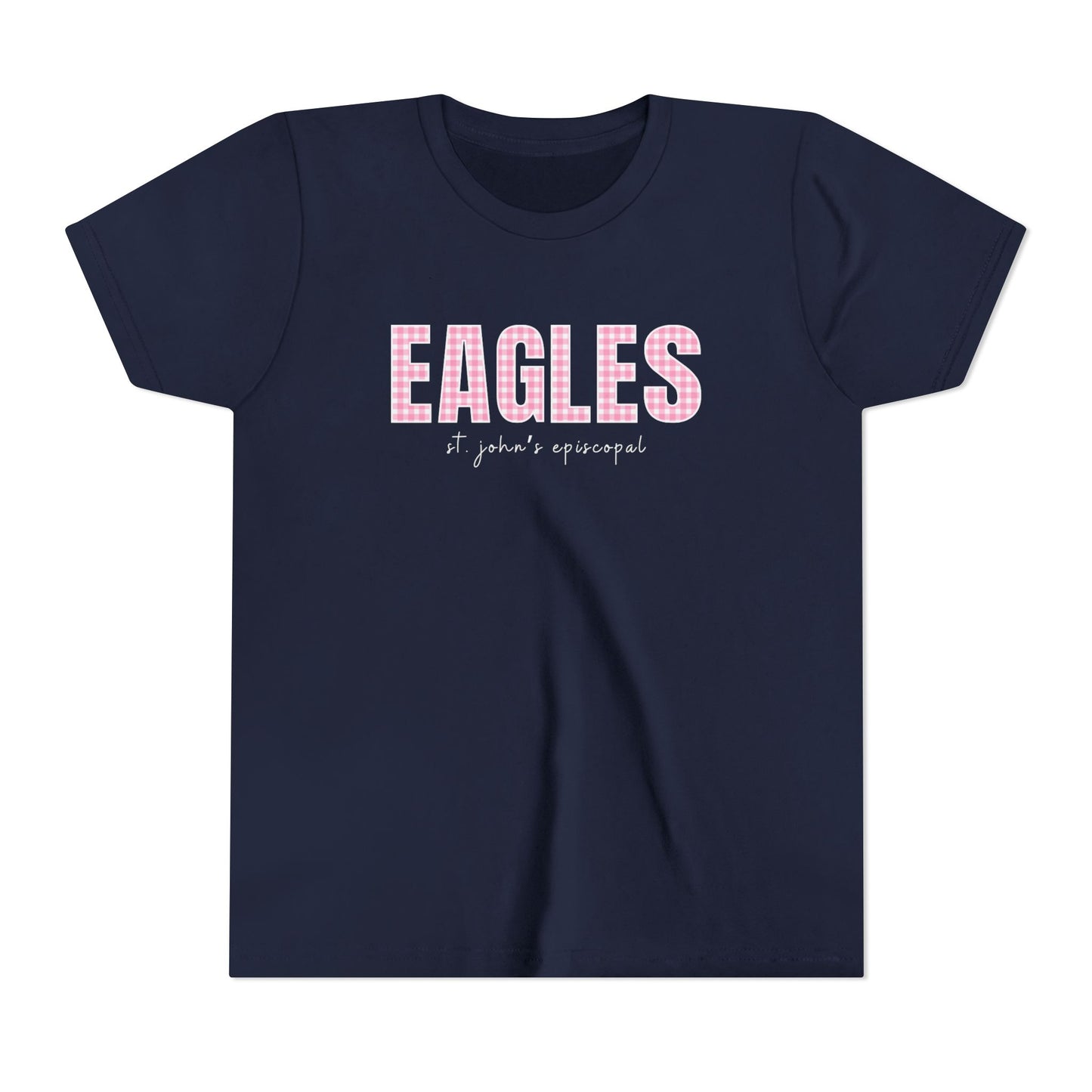 Big Kid Pink Gingham Eagles Tee | Bella + Canvas Unisex Youth Shirt