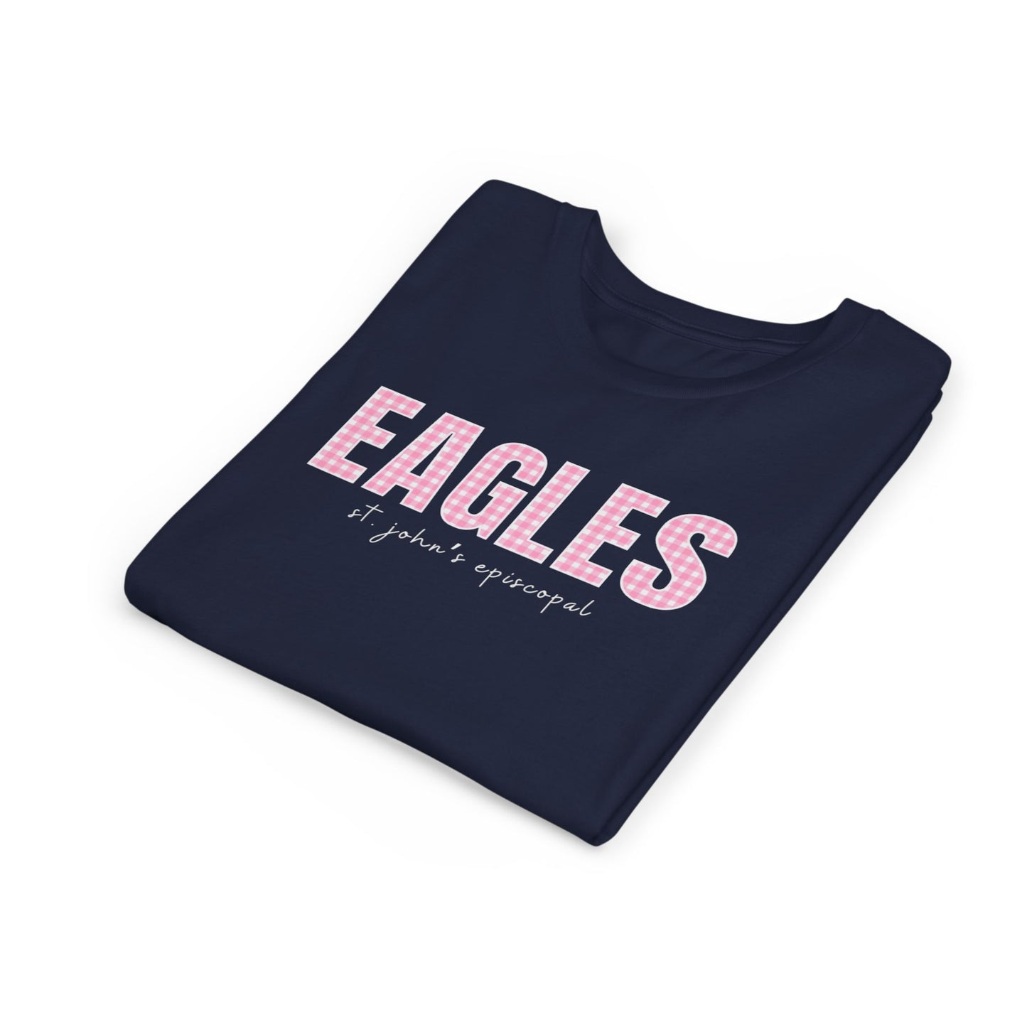 Big Kid Pink Gingham Eagles Tee | Bella + Canvas Unisex Youth Shirt