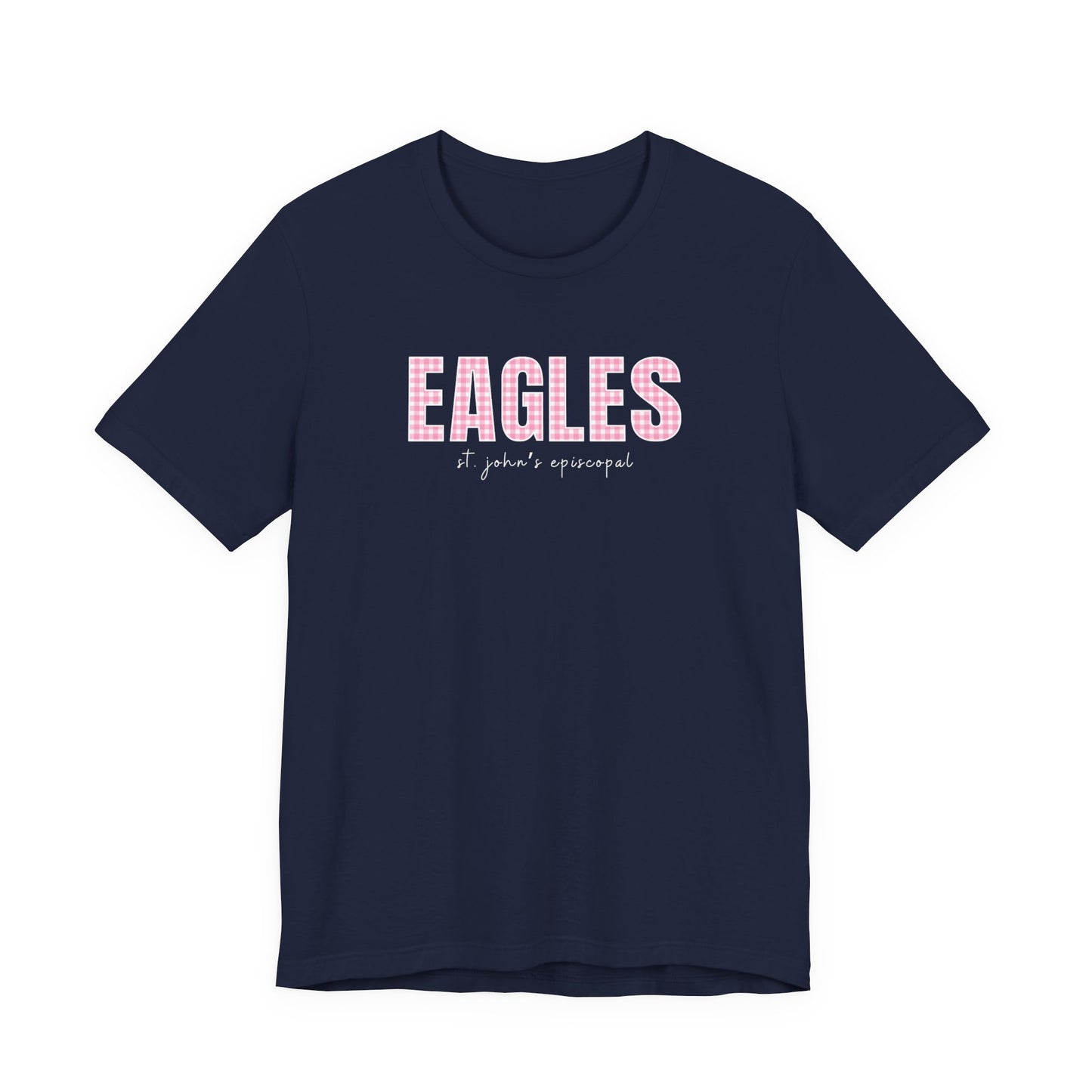 Adult Pink Gingham Eagles Tee | Bella + Canvas Unisex Shirt