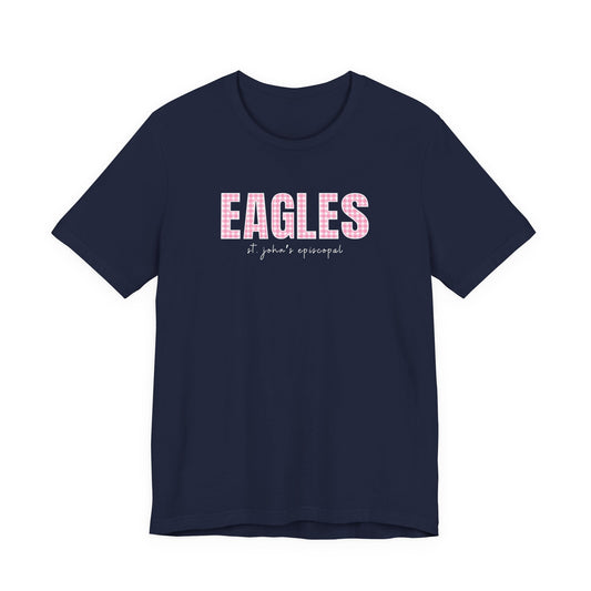 Adult Pink Gingham Eagles Tee | Bella + Canvas Unisex Shirt