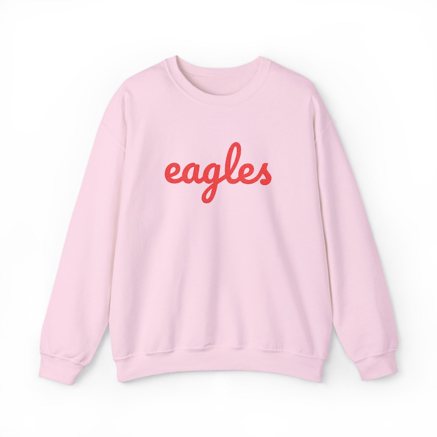 Adult Eagles Red Script Embroidered Crewneck Sweatshirt