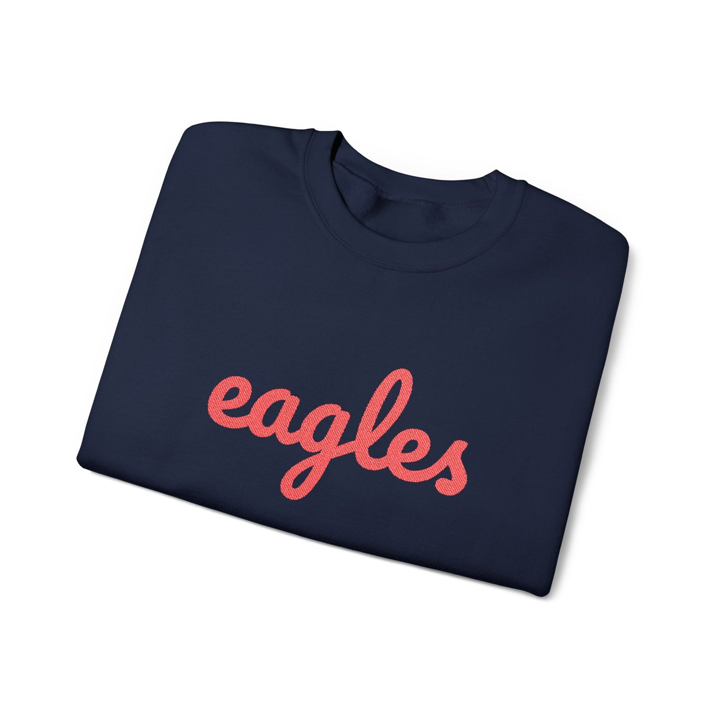 Adult Eagles Red Script Embroidered Crewneck Sweatshirt