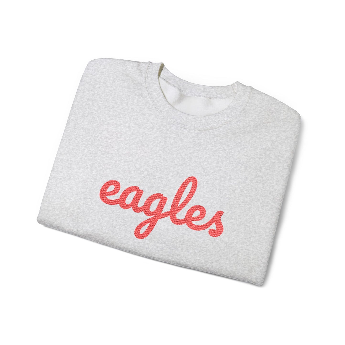 Adult Eagles Red Script Embroidered Crewneck Sweatshirt