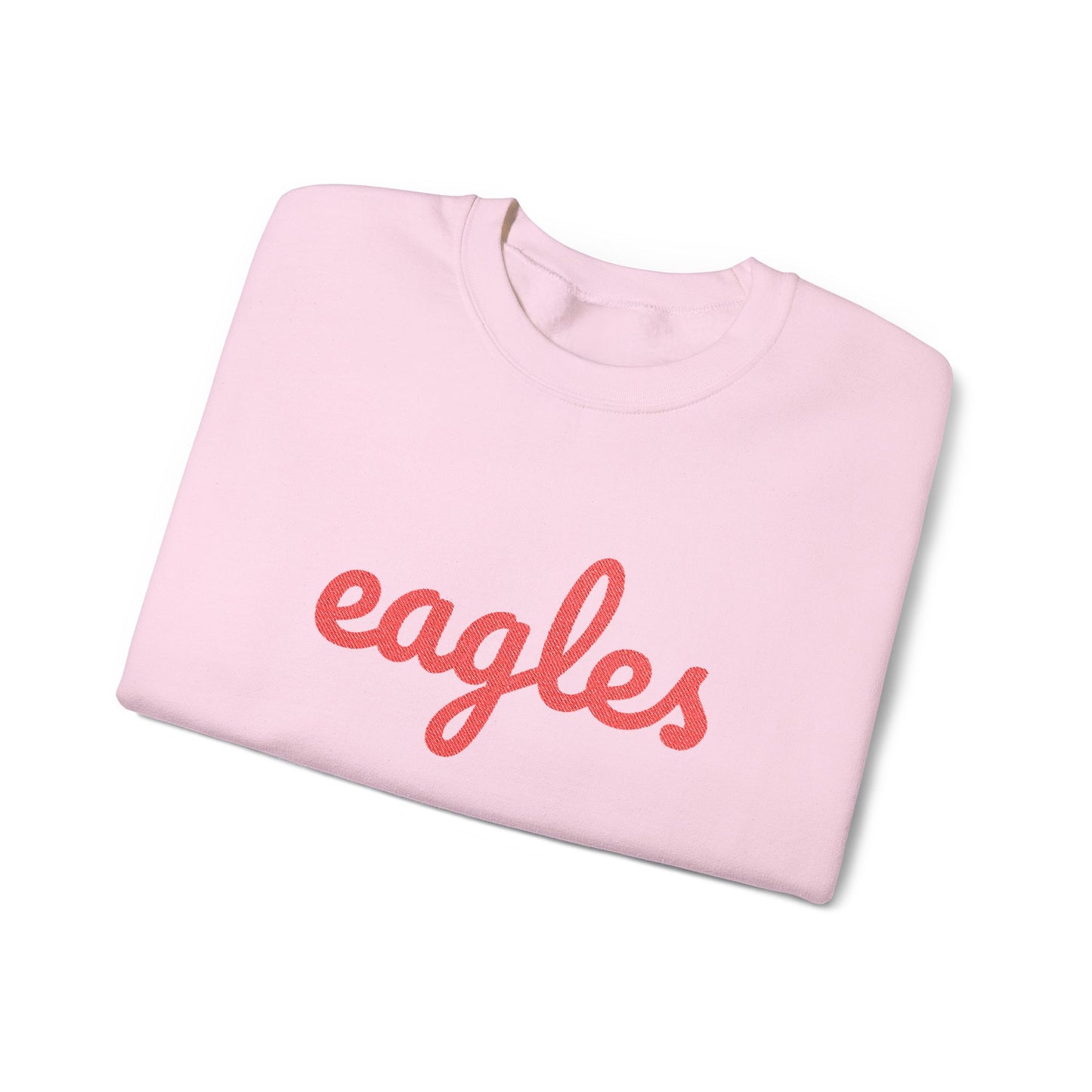 Adult Eagles Red Script Embroidered Crewneck Sweatshirt