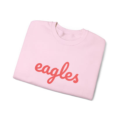 Adult Eagles Red Script Embroidered Crewneck Sweatshirt