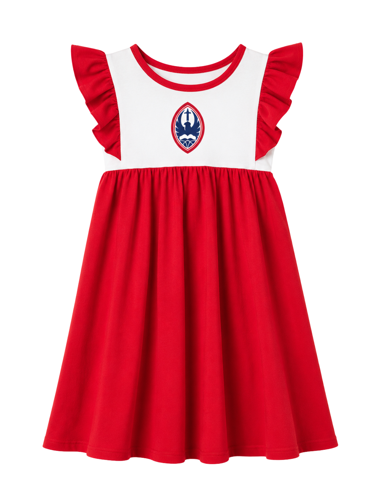 Little Kid St. John's Flutter Sleeve Crest Twirl Dress