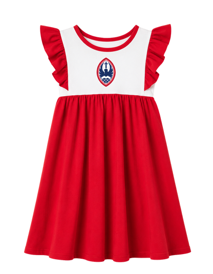 Little Kid St. John's Flutter Sleeve Crest Twirl Dress