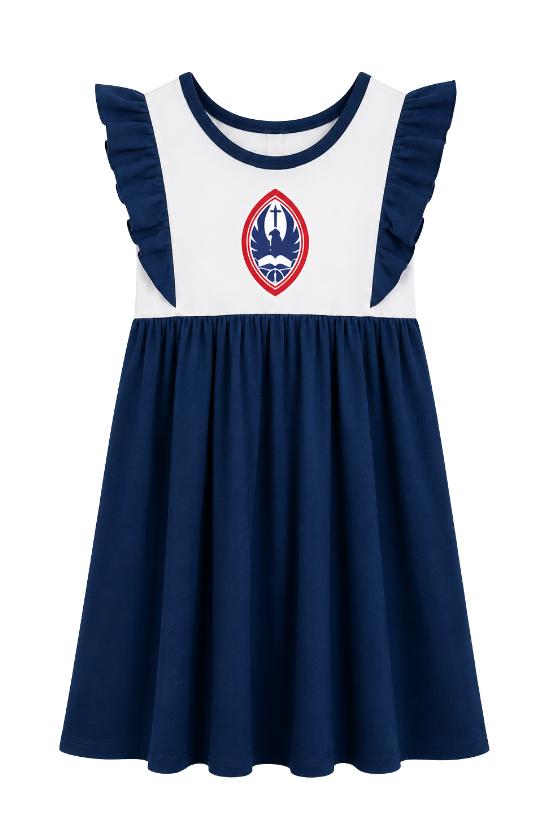 Little Kid St. John's Flutter Sleeve Crest Twirl Dress