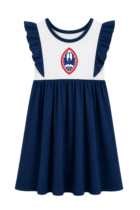 Little Kid St. John's Flutter Sleeve Crest Twirl Dress