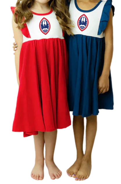 Little Kid St. John's Flutter Sleeve Crest Twirl Dress