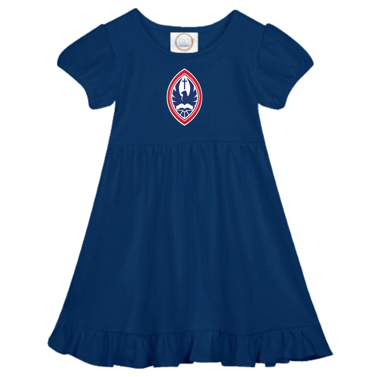 Little Kid St. John’s Empire Waist Ruffle Crest Dress