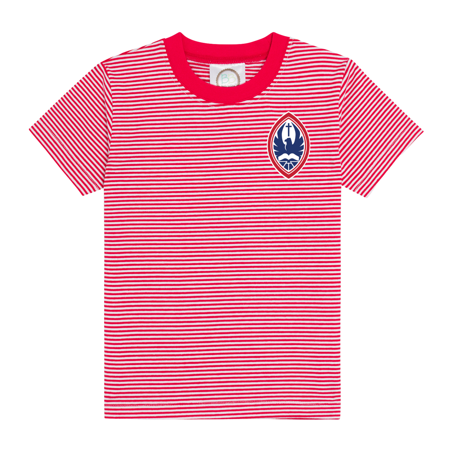 Little Kid Classic Striped Short Sleeve Crest Tee
