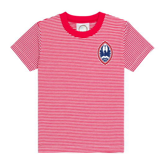 Little Kid Classic Striped Short Sleeve Crest Tee