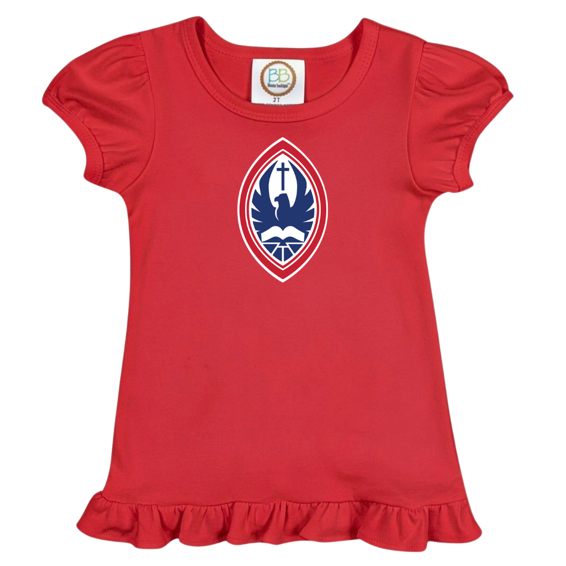 Little Kid Girls Ruffle Crest Tee