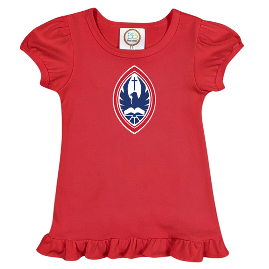 Little Kid Girls Ruffle Crest Tee