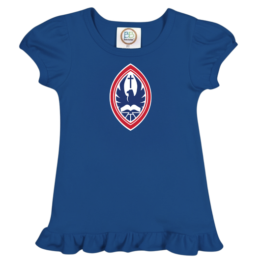 Little Kid Girls Ruffle Crest Tee