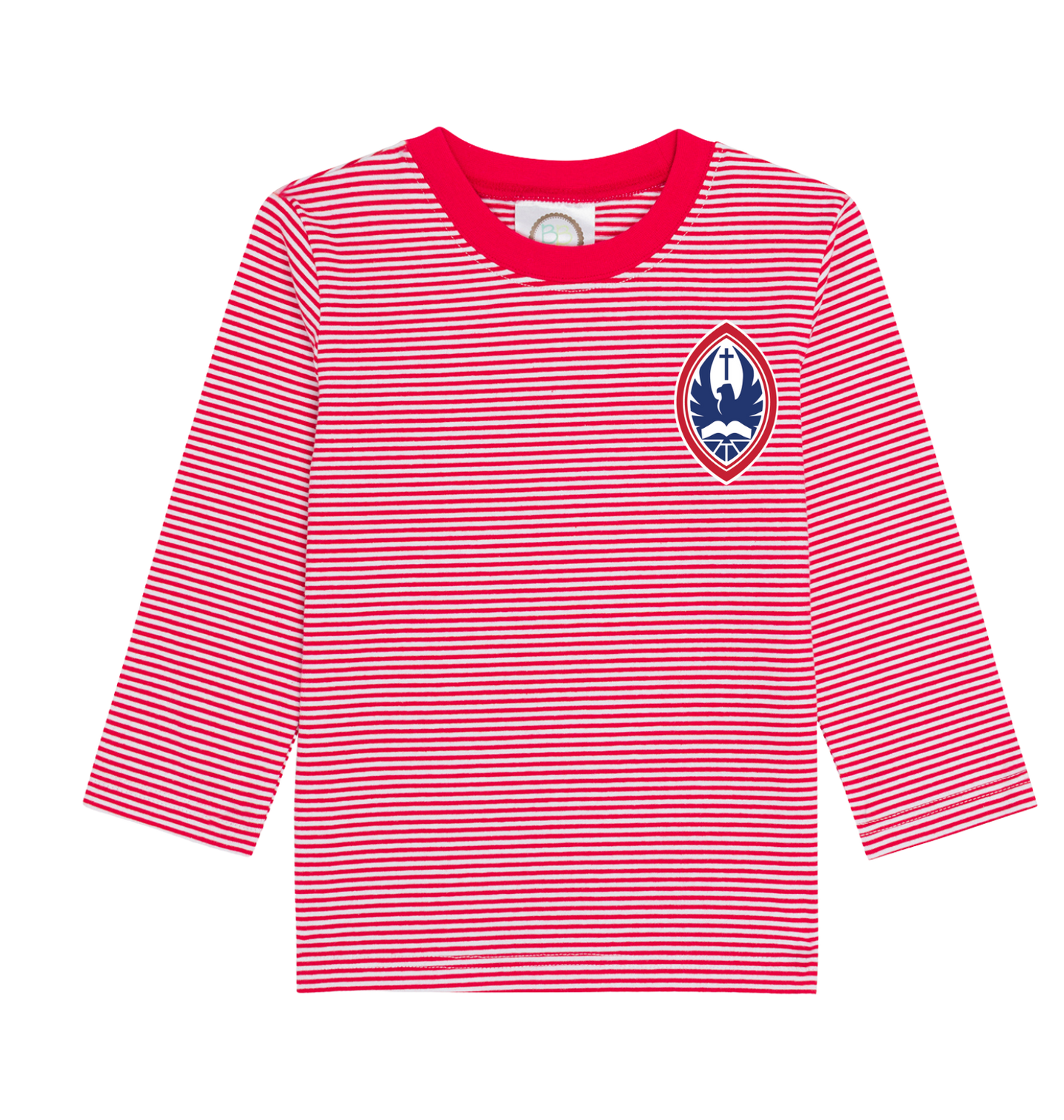 Little Kid Classic Striped Long Sleeve Crest Tee