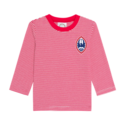 Little Kid Classic Striped Long Sleeve Crest Tee