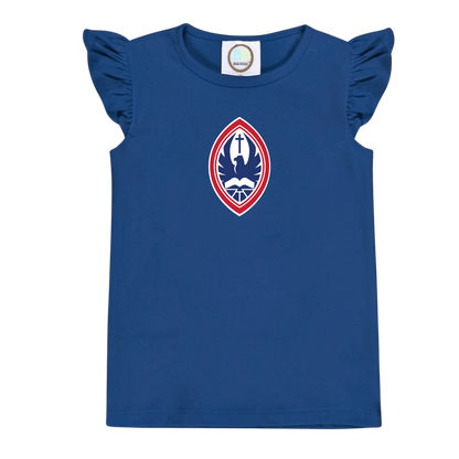Little Kid Girls Flutter Sleeve Crest Tee