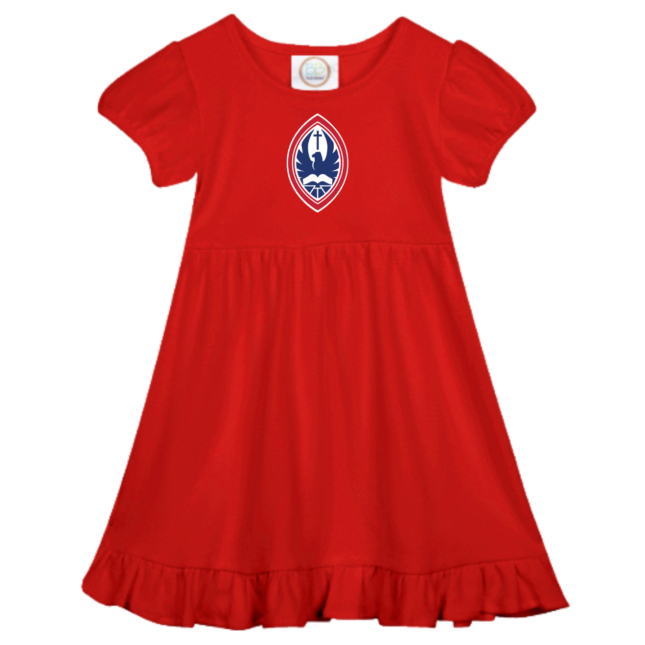 Little Kid St. John’s Empire Waist Ruffle Crest Dress