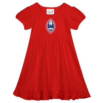 Little Kid St. John’s Empire Waist Ruffle Crest Dress
