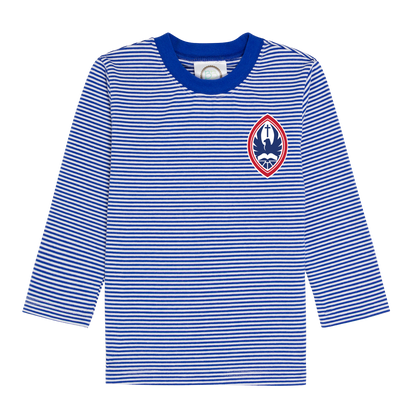 Little Kid Classic Striped Long Sleeve Crest Tee