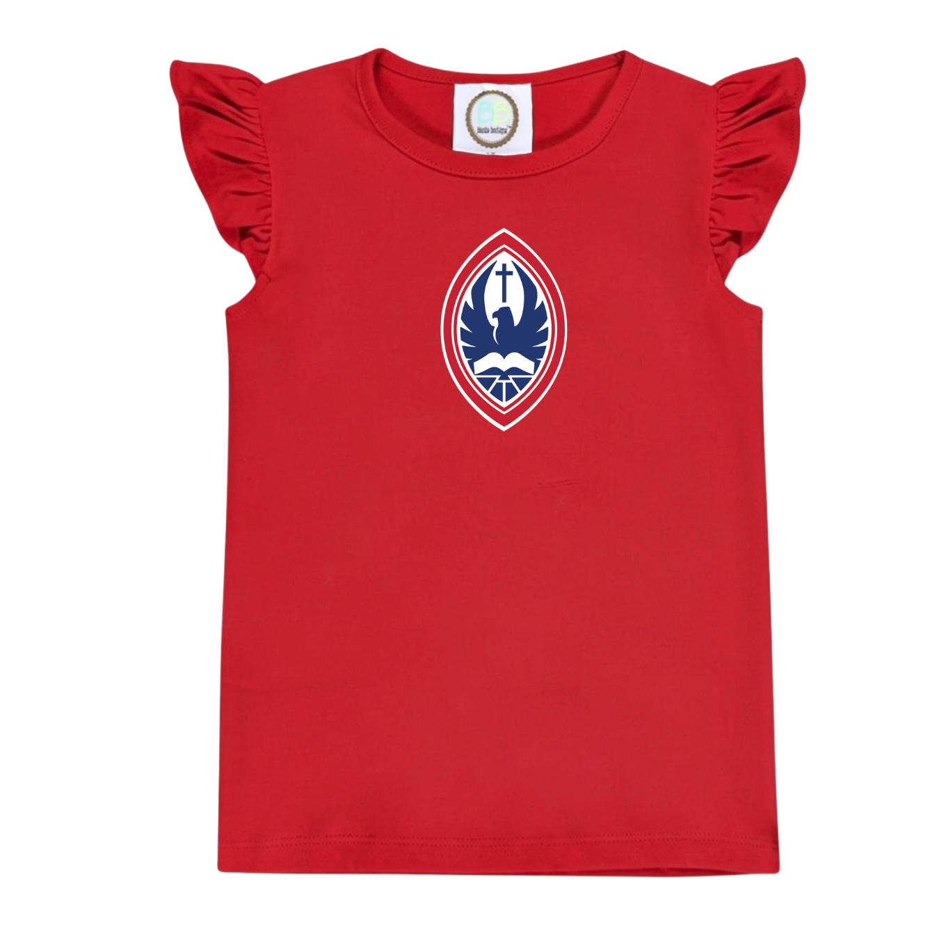 Little Kid Girls Flutter Sleeve Crest Tee