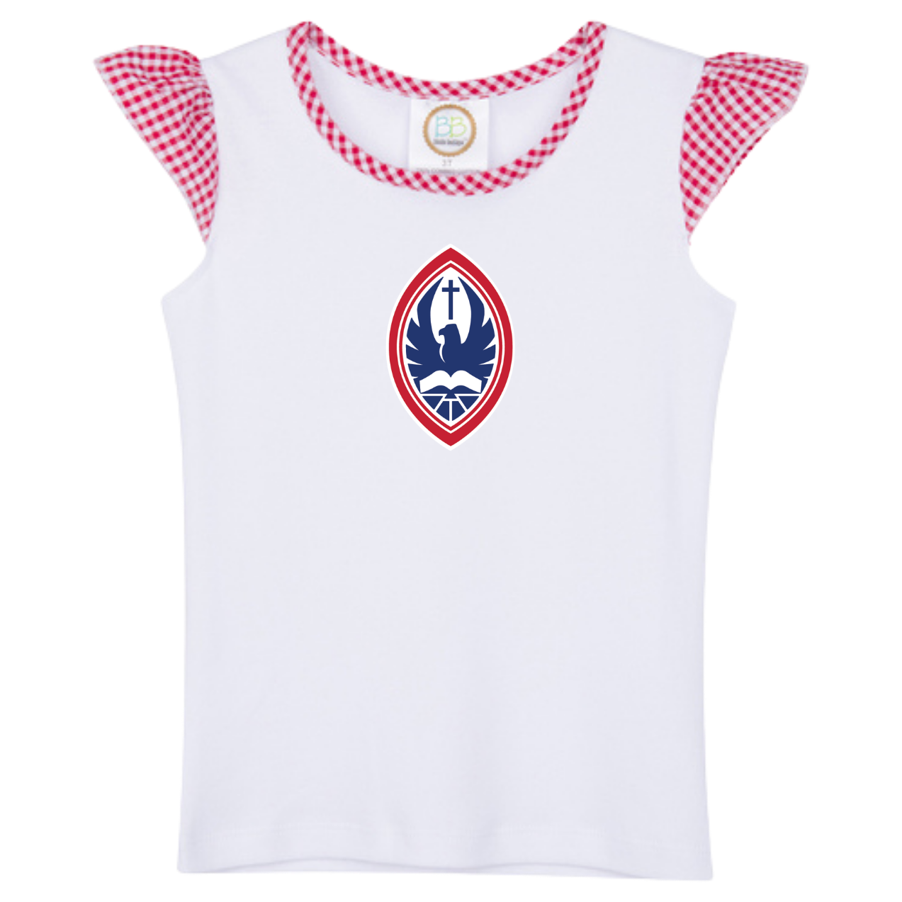 Little Kid Girls Flutter Sleeve Crest Tee