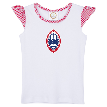Little Kid Girls Flutter Sleeve Crest Tee