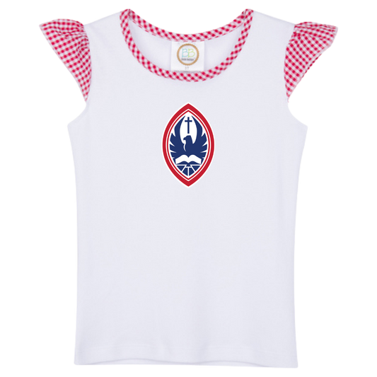 Little Kid Girls Flutter Sleeve Crest Tee